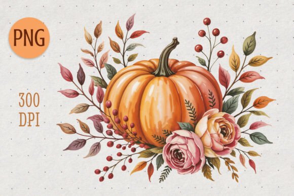 Download Elegant Pumpkin Floral Bouquet PNG - Premium Resources