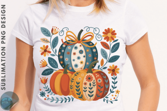Download Folk Art Pumpkin PNG, Fall Floral Pumpki - Premium Resources