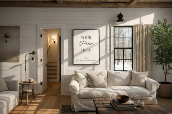 Download Modern Farmhouse Living Room Art Mockup - Premium Resources
